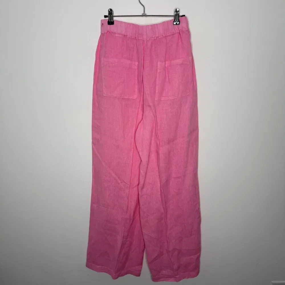 Zara Linen Pink Belted Pants M